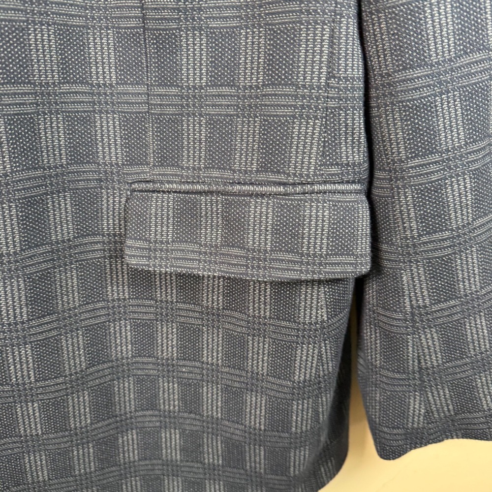 UnTuckit Blue Windowpane Plaid Cotton Blend Blazer 44R Office Business Casual - Picture 7 of 10